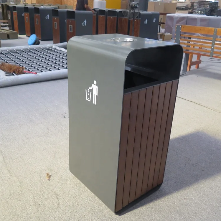 Top-level Outdoor Trash Can Factory Price Wood Trash Bin