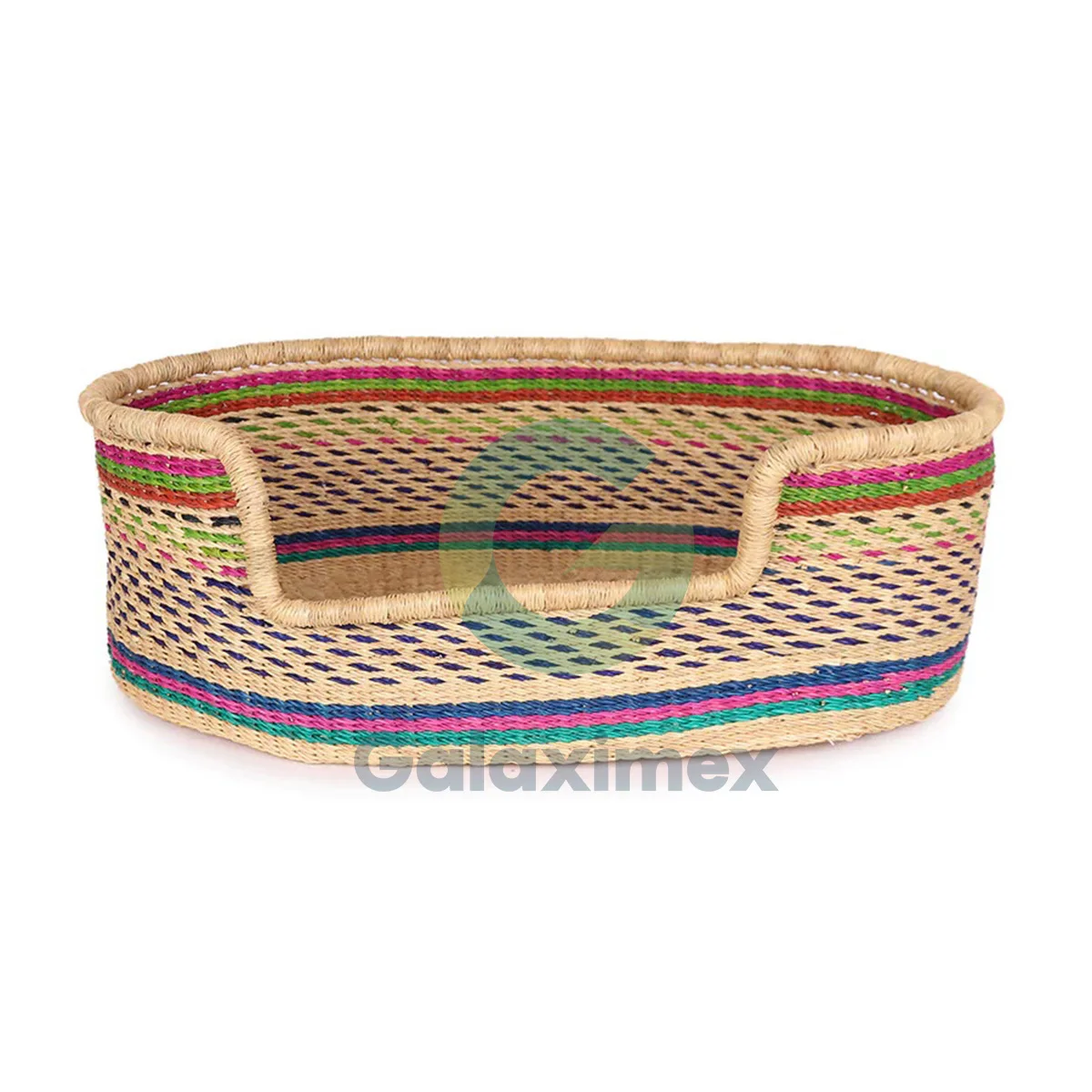 Woven Seagrass Dog Bed w/ Cream Polyester Cushion by Galaxy Handicraft manufacturer