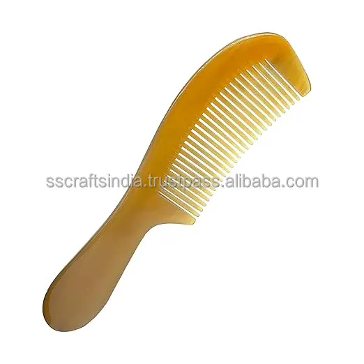 Professional 100% Natural Ox Horn Hair Comb Handmade Detangling Fine Tooth Carved Comb for Women Beauty Feature in Saloon