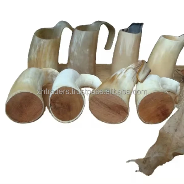 Polished Buffalo & Bull Horn Drinking Horn Mugs Viking Tanker for Beer Wine Tea Coffee Milk