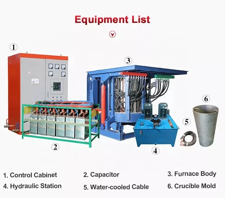 Judian Electrical Induction Metal Melting Furnace Steel Iron Casting Machine Copper Smelting Furnace Hydraulic Tilting Oven 3Ton