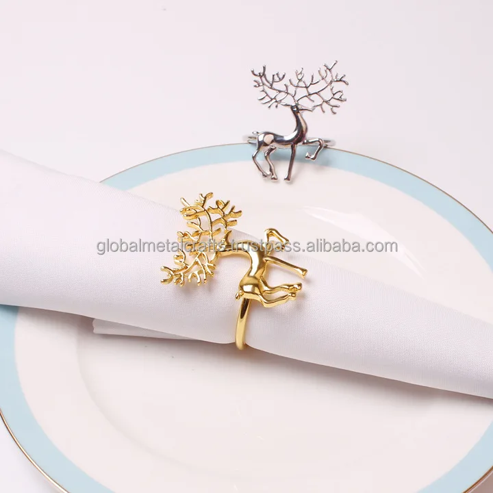 Metal Napkin ring holder for wedding, Christmas, table home decoration, decorative custom Christmas napkin ring deer napkin ring