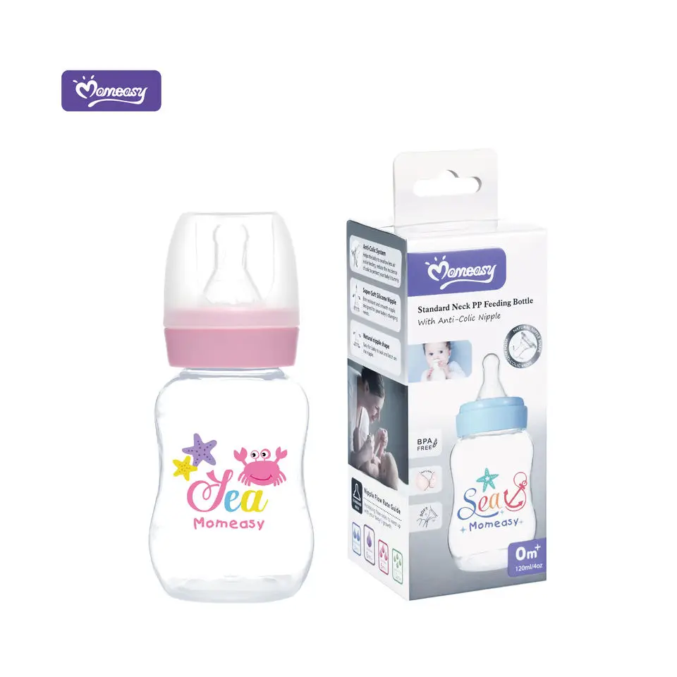 Hot selling Wholesale Baby Milk Bottle 120ml Baby Feeding Bottle easy to assemble with BPA free