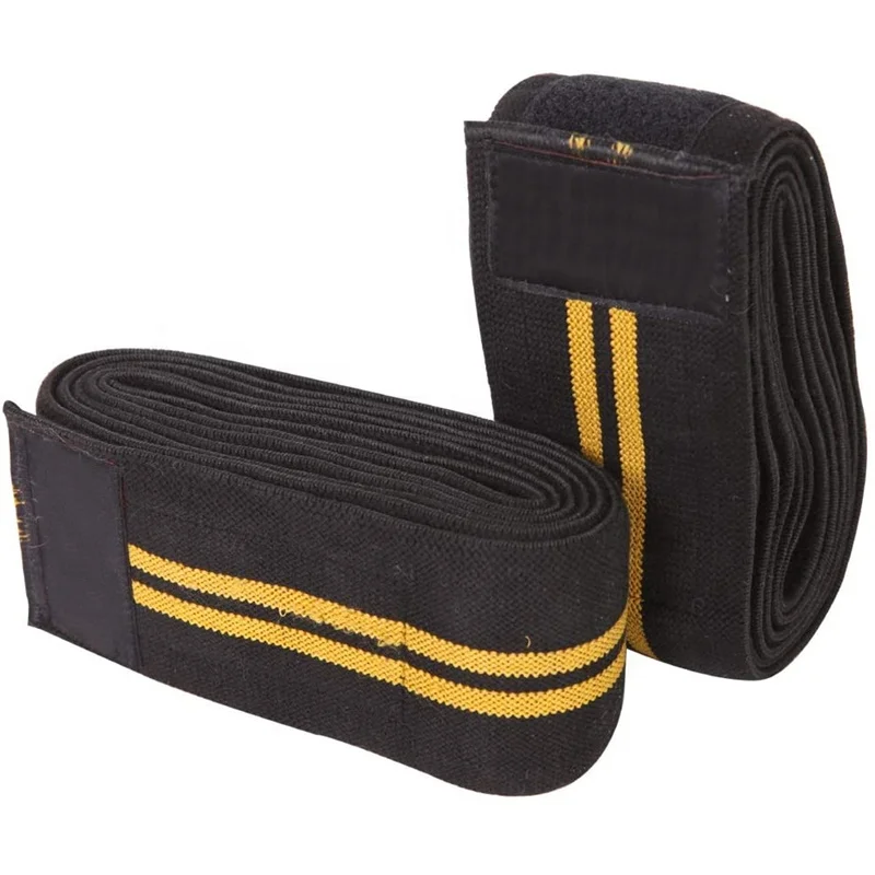 Wholesale Unisex Weightlifting Knee Wraps Custom Logo Elastic knee supports wraps For Power Lifting Adjustable Knee Pad for gym