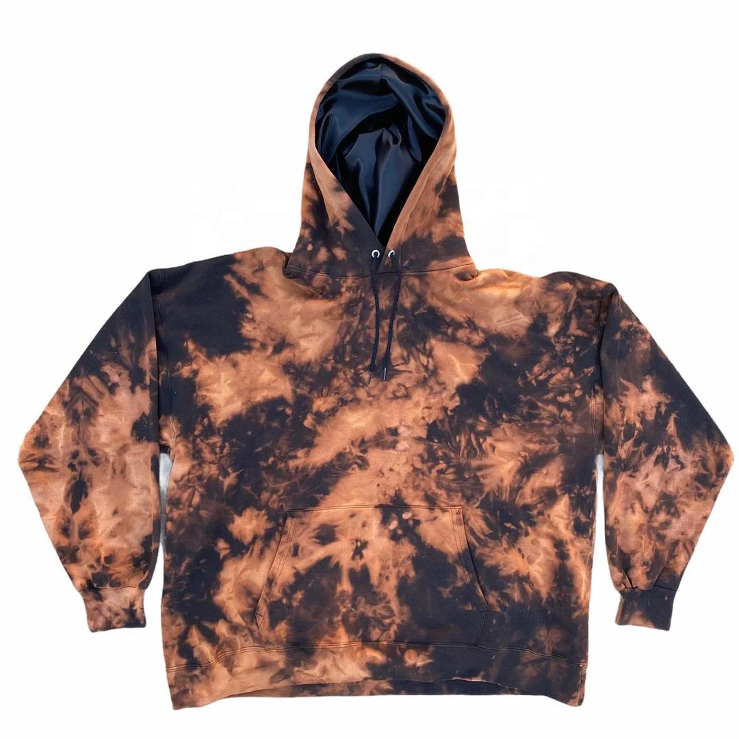 New Custom high quality unisex split pattern linen women embossed colorful with hood set full silk tie dye satin lined hoodie