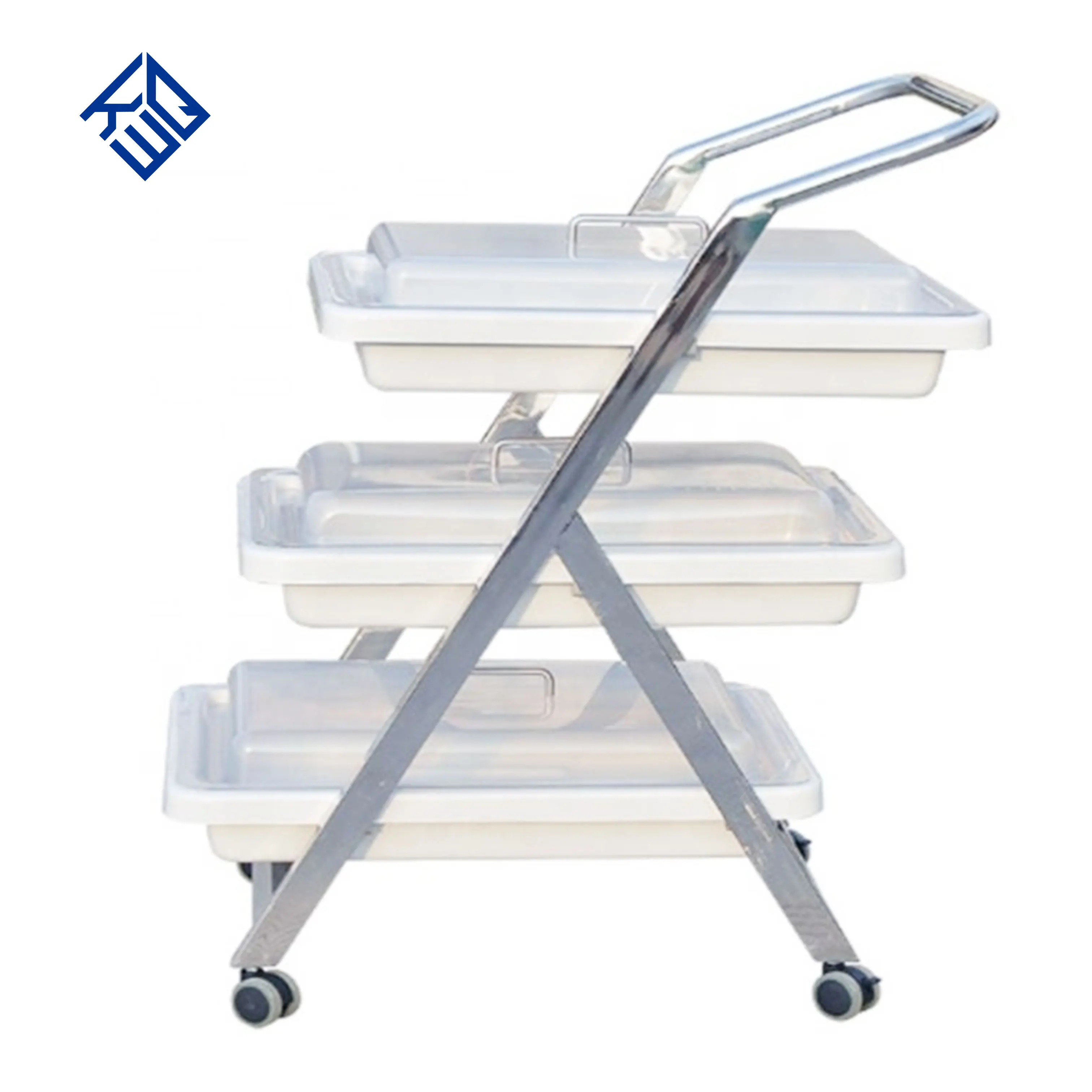 Endoscope Instrument Transport Trolley with Transparent Anti-Fouling Cover and 4 Casters
