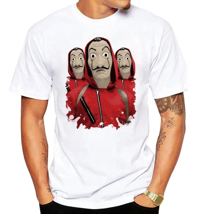 Wholesale T shirt men Funny Design La Casa De Papel Money Heist Tees TV Series Tshirts Men Short Sleeve House of Paper T-Shirt