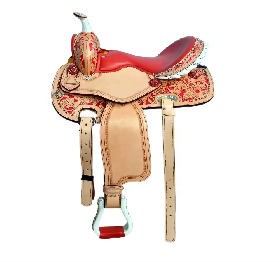 Best Quality Flex Tree Horse Leather Brown Saddle English Style Hand Tooling And Aluminum Stirrups Manufacturing From India