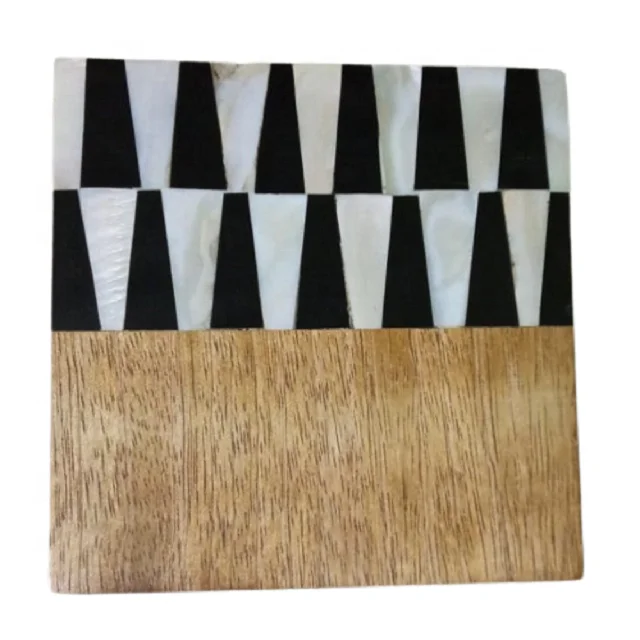 Wholesale stylish Oysters and Wooden Resin handmade tea coffee coaster for home and office coaster in bulk