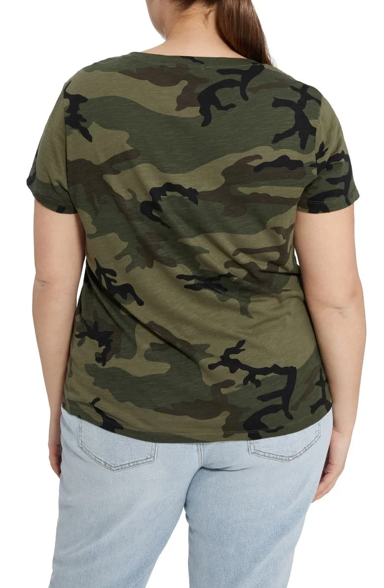Ladies T shirts Summer Fashion Tee shirts Lightweight Short Sleeve Camouflage Printed Tshirt for Women