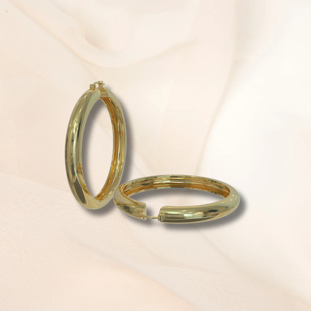 925 Silver 18K Gold Plated Diamond Cut Hoop Earrings Bold Chic Fashion Style Customized Smooth Design Stainless Steel Gift