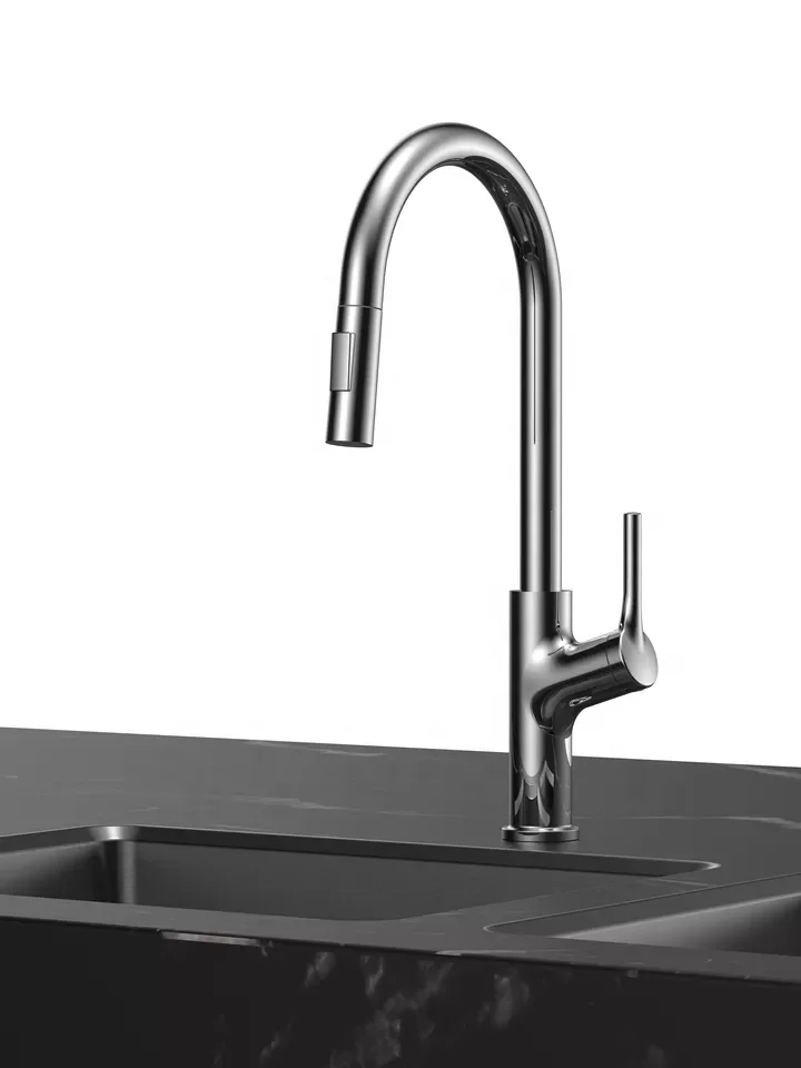 Supplier Deck Mounted Pull Down Spray Matt Black Stainless Steel Brass Kitchen Faucet