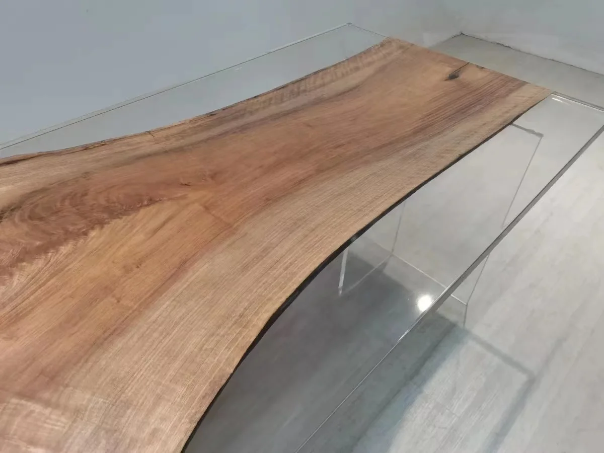 Factory Directly Offer black walnut Factory Price Restaurant Dining Square Walnut Wood Resin Slab Live Edge Table Top