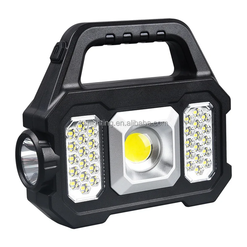 New release power bank silver work light searchlight handheld rechargeable Led outdoor camping lamp flashlight torch solar light