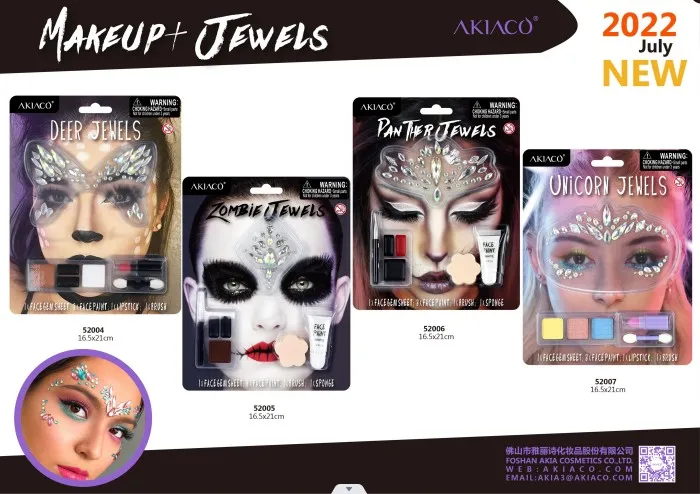 Детские и взрослые костюмы Akiaco, аксессуары для боди-арта, палитра для макияжа на Хэллоуин вегана, подарки, игрушки для рисования лица