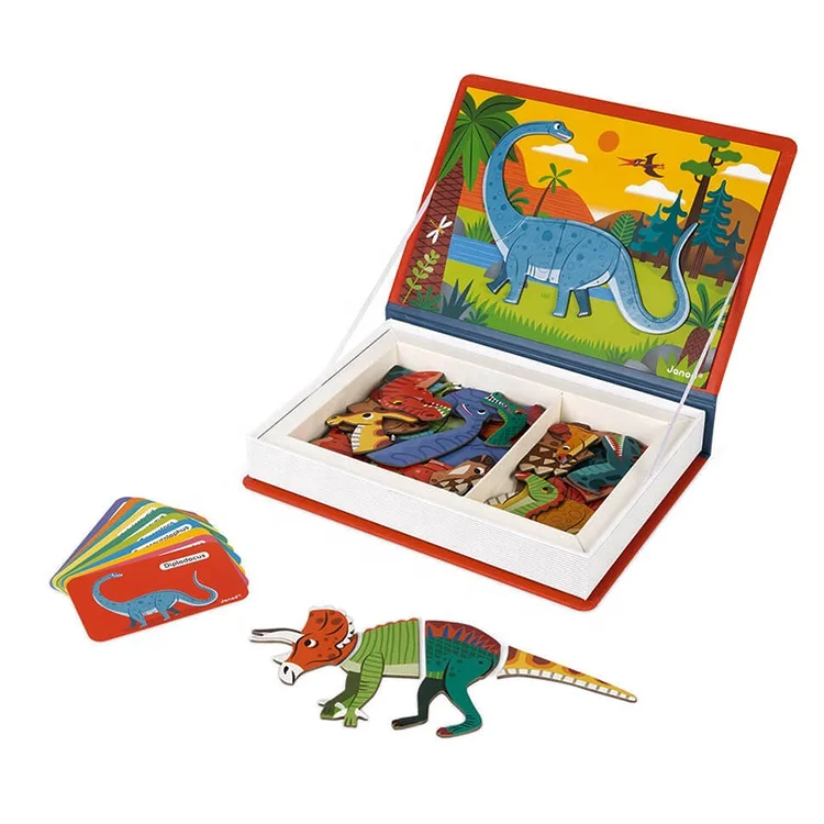 Yimi Paper 3d Foldable colorful cube dinosaur sticker puzzle book custom magnetic book