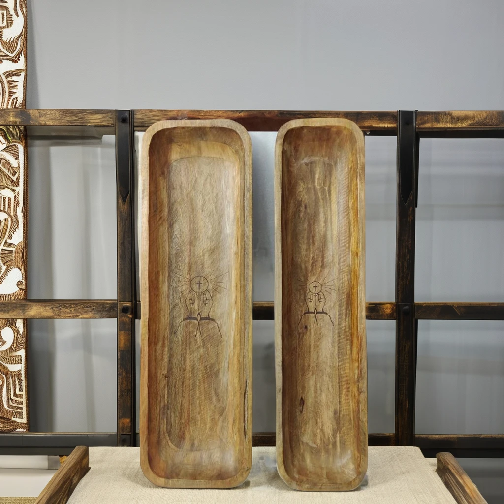 Home Decor Natural Brown XL Christian Cross engraved Rustic prayer Candle Dough Bowl Religious Gift Christmas Church Centerpiece