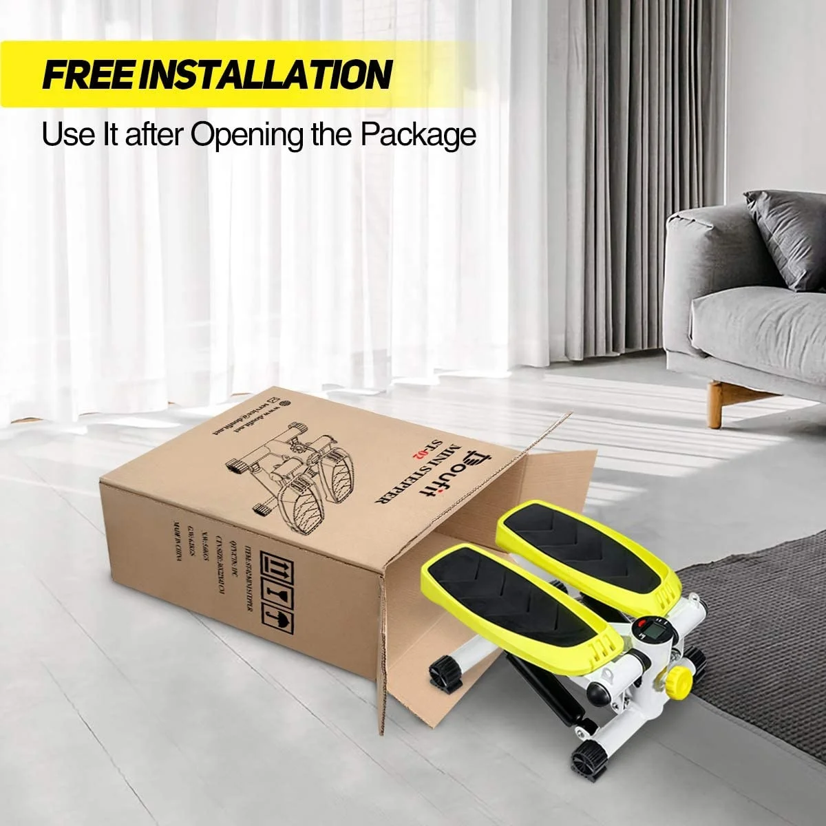 ONESTARSPORTS Adjustable Mini Air Climbers Stepper Fitness Exercise Hydraulic Mute Stepper With Resistance Band LCD Display