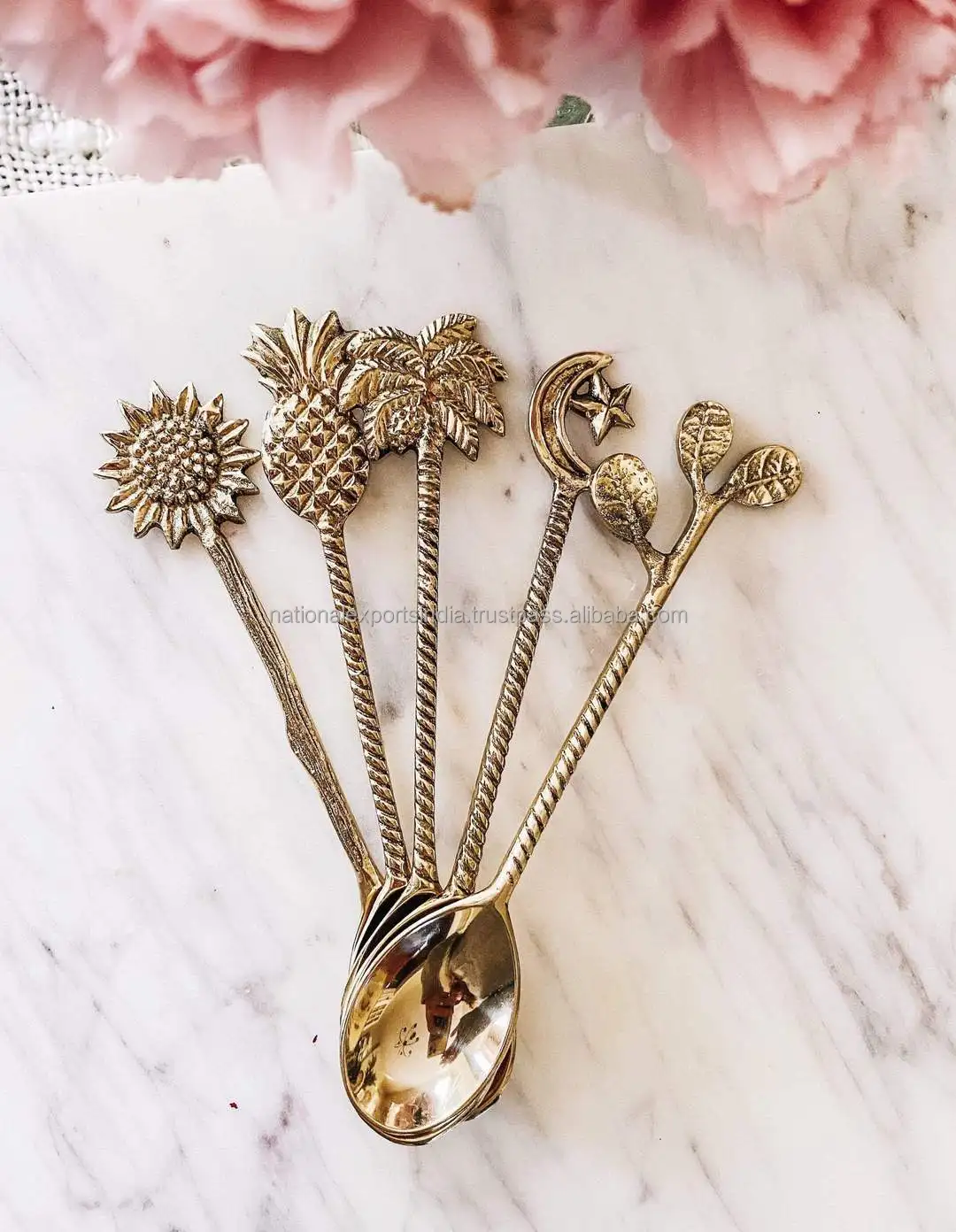 Набор латунных столовых приборов, металлическая ложка из черной и золотой латуни с ручкой в форме ананаса