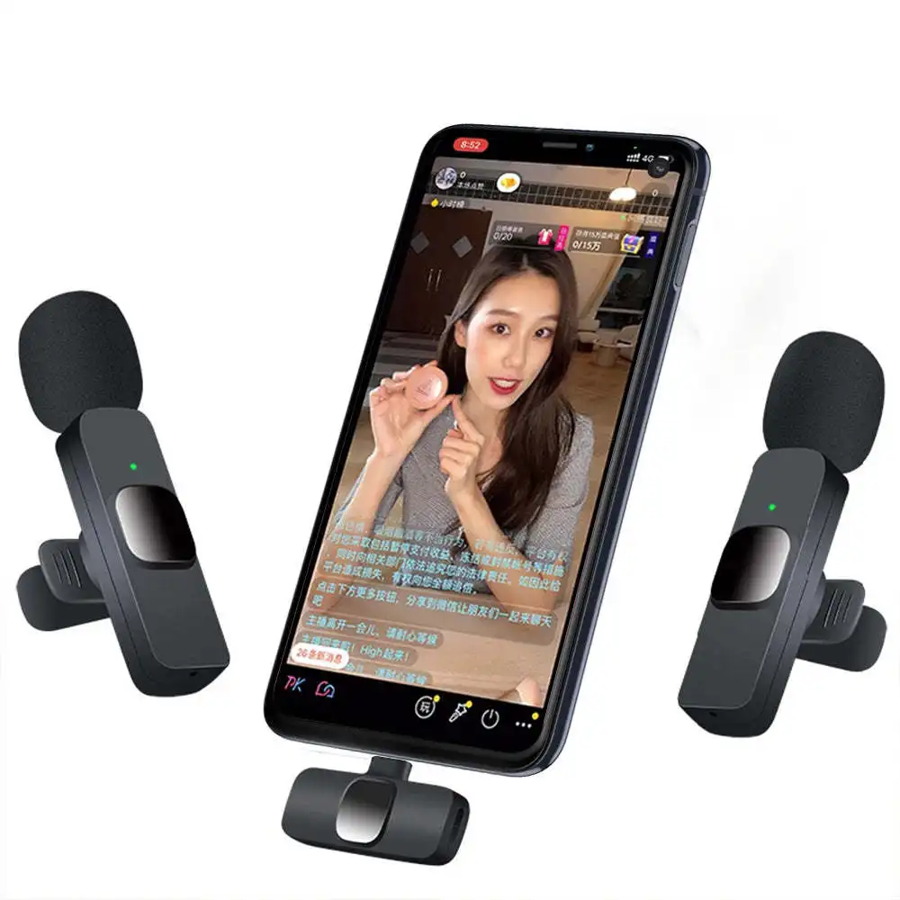 Wholesale Portable Wireless Lavalier Lapel 2 Mic Wireless Microphone Tie K9 Dual Microphone