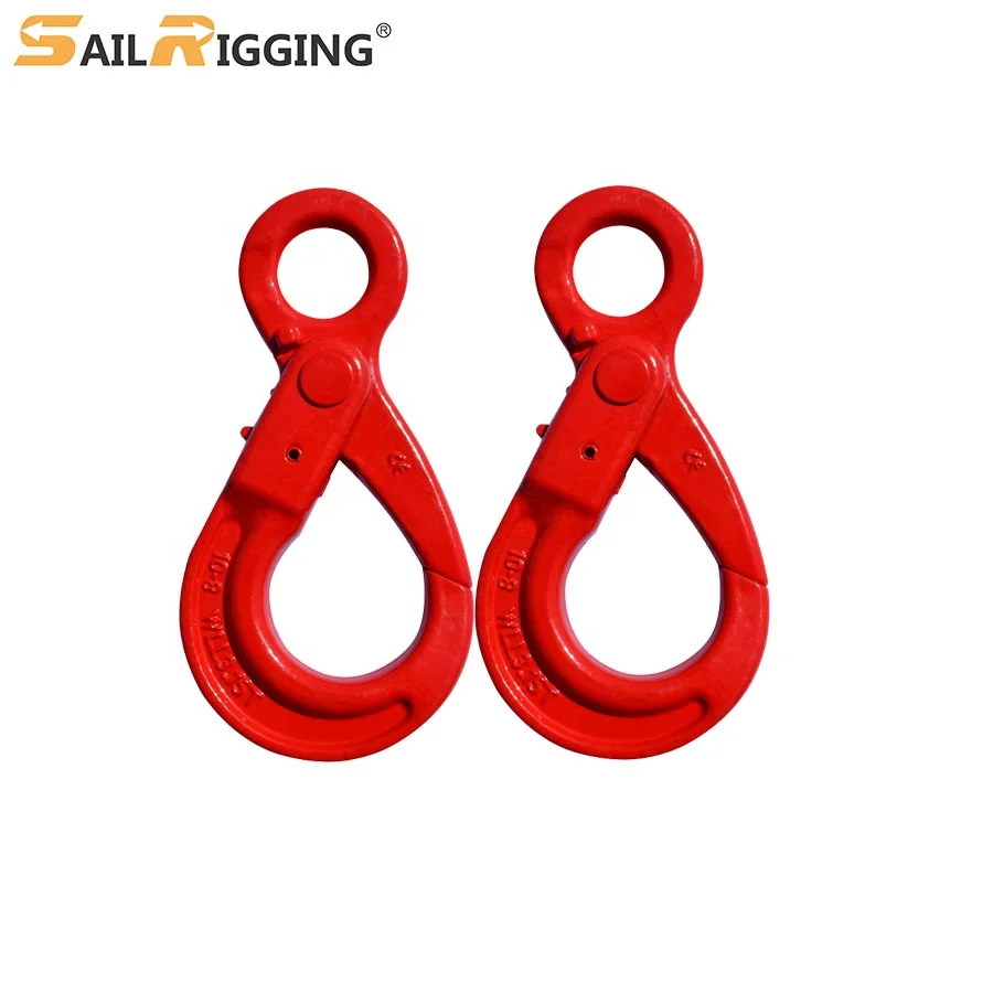 High Strength G80 Eye Self Lock Hook Drop Forged Alloy Steel Crane Hook For Lifting
