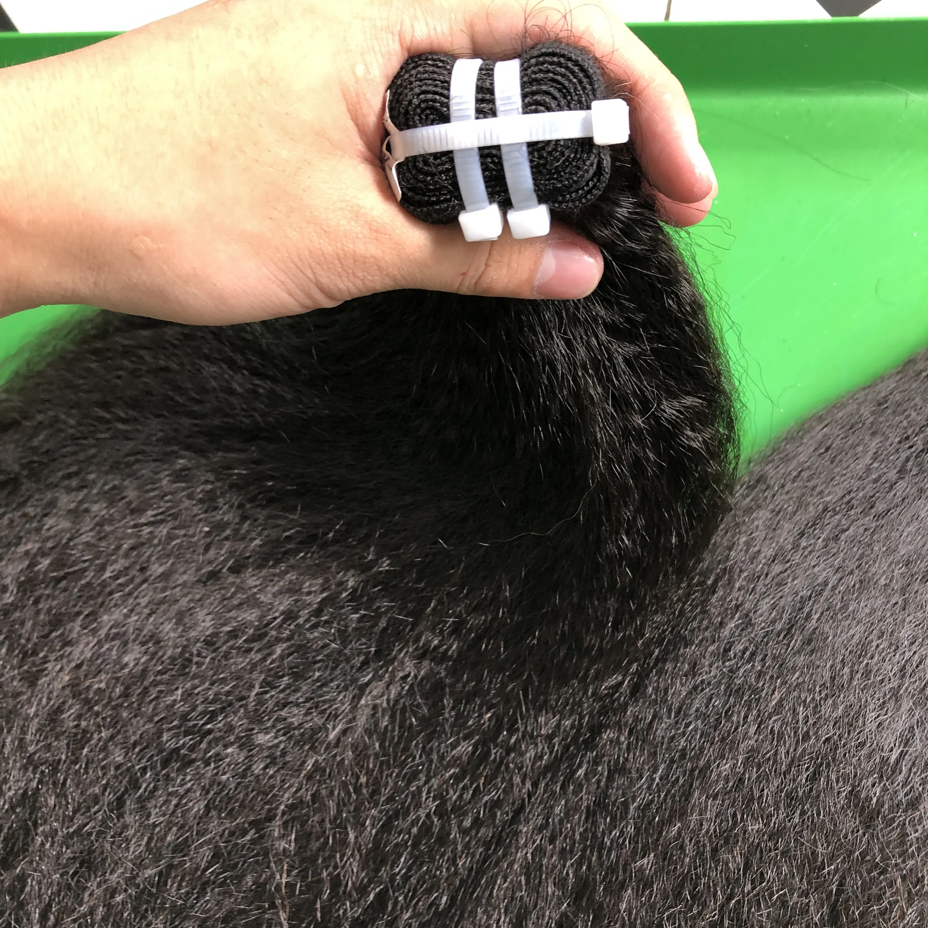 Kinky Straight Virgin Brazilian Hair Weave 100% Human Hair Genius Weft Remy Yaki Hair Extensions Kinky Straight Wholesale Price