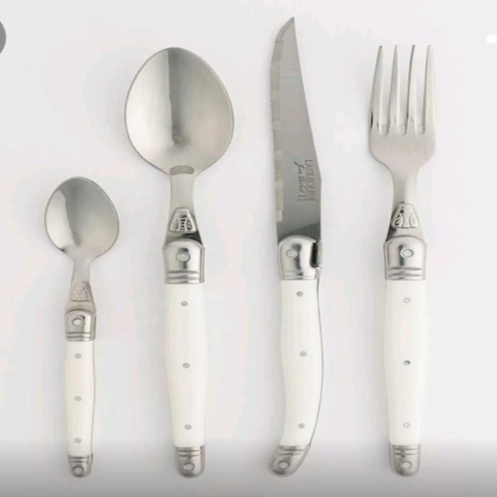 Handmade Italian Style Cutlery Portability steel flatware set Brass White Black Resin Handle Vintage Royal Style Stainless Steel