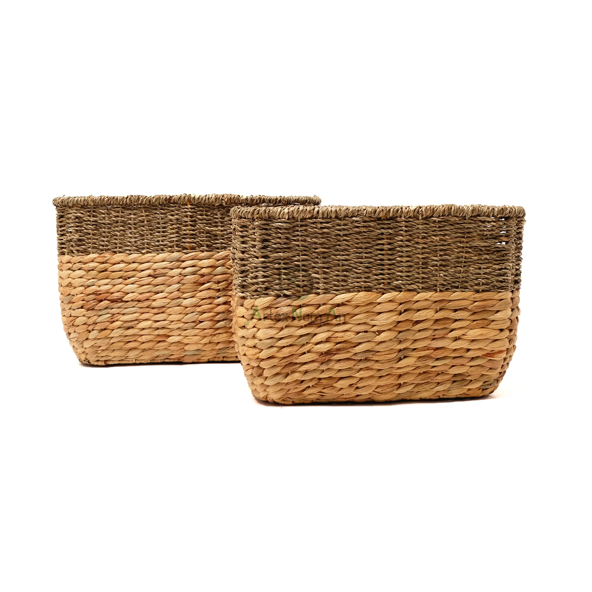 Seagrass mix water hyacinth storage basket/wicker rectangular stackable basket organizer/storage tote for minimalist home decor