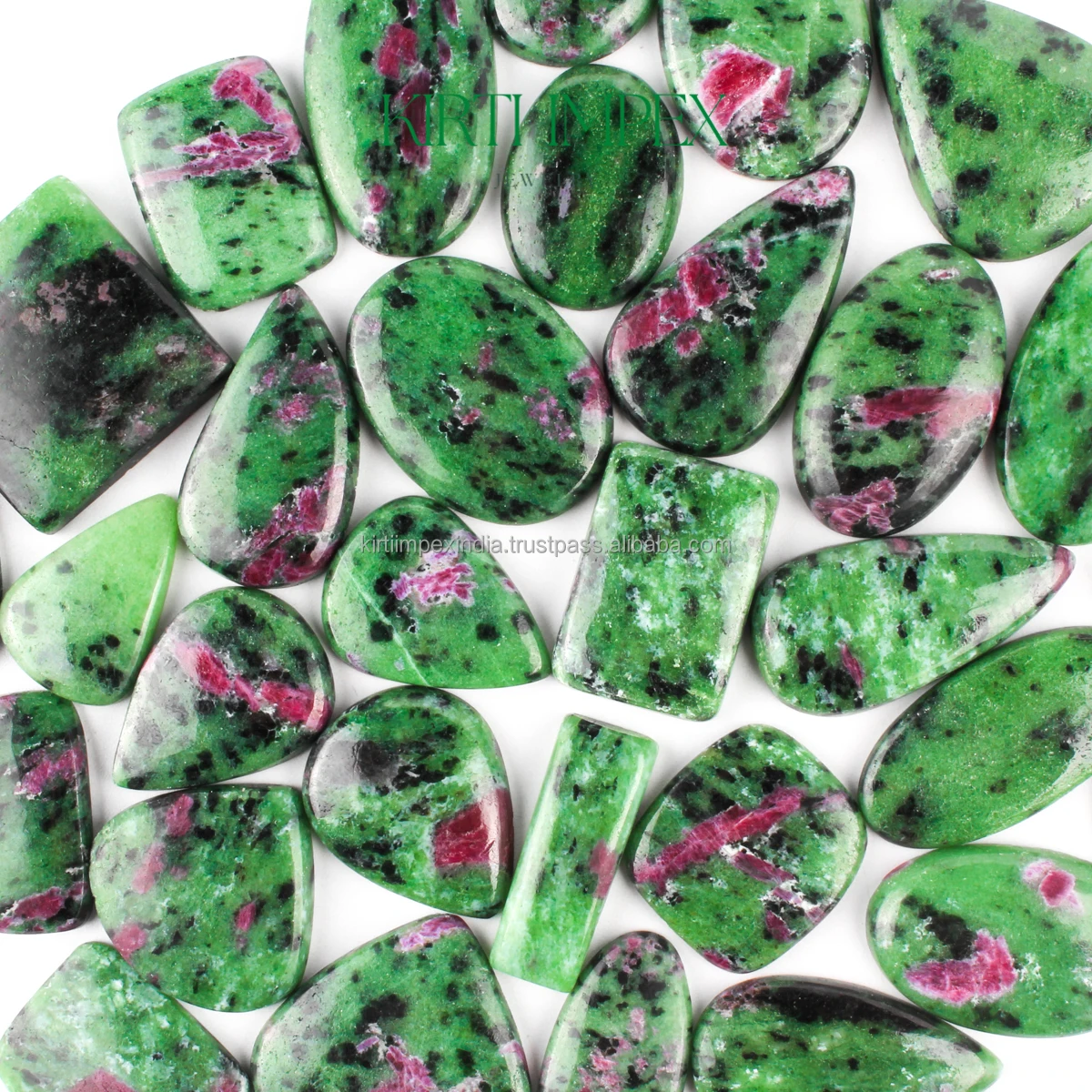Ruby In Zoisite Cabochons Flatbacks For Healing & DIY Jewelry Making Green Cabochons Affordable Wholesale Block Deal Crystals