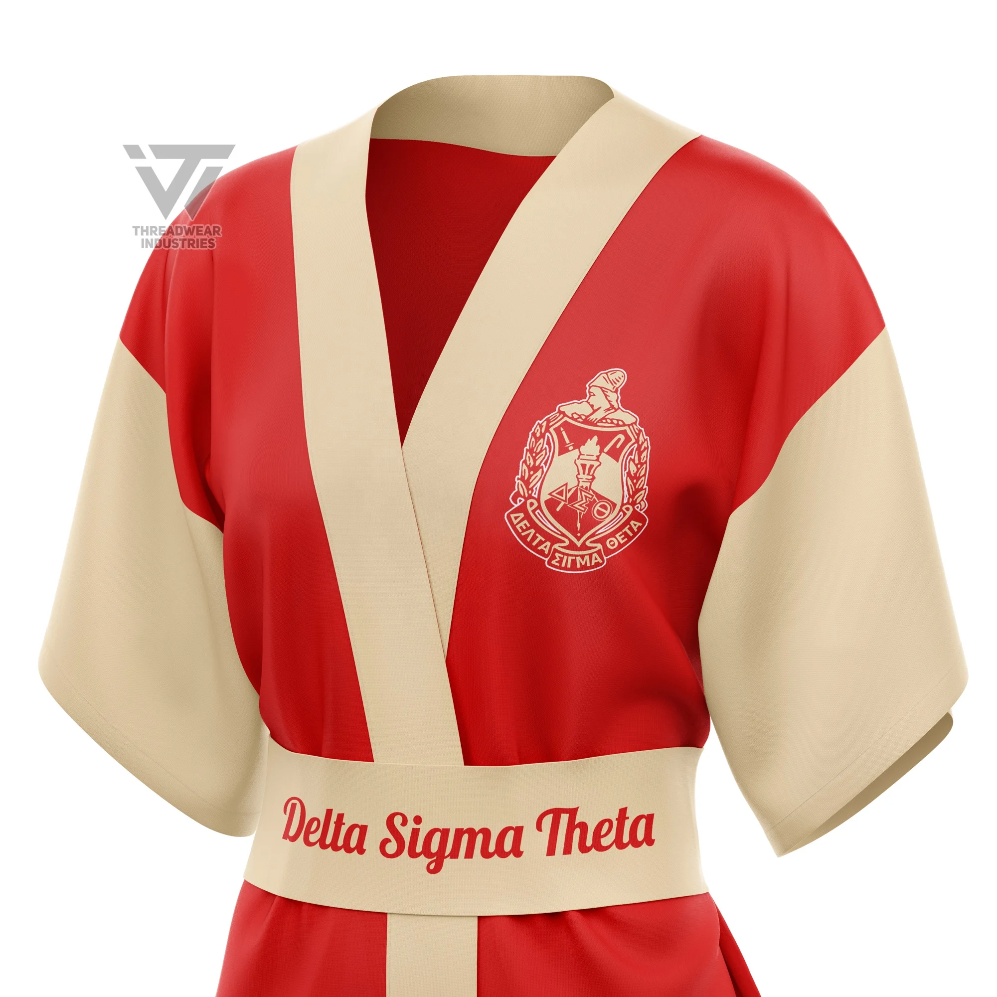 Custom Delta | Sigma | Theta DST Sorority Silk Kimono Embroidered Robe Dress
