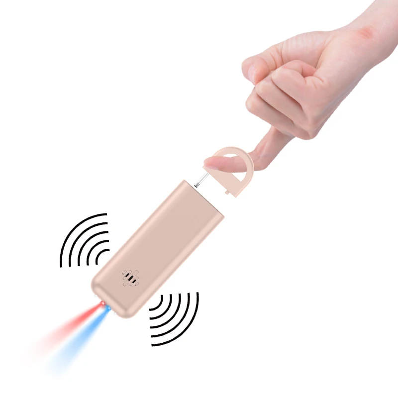 150 db rechargeable emergency personal key chain self defense anti theft alarm with flashlight