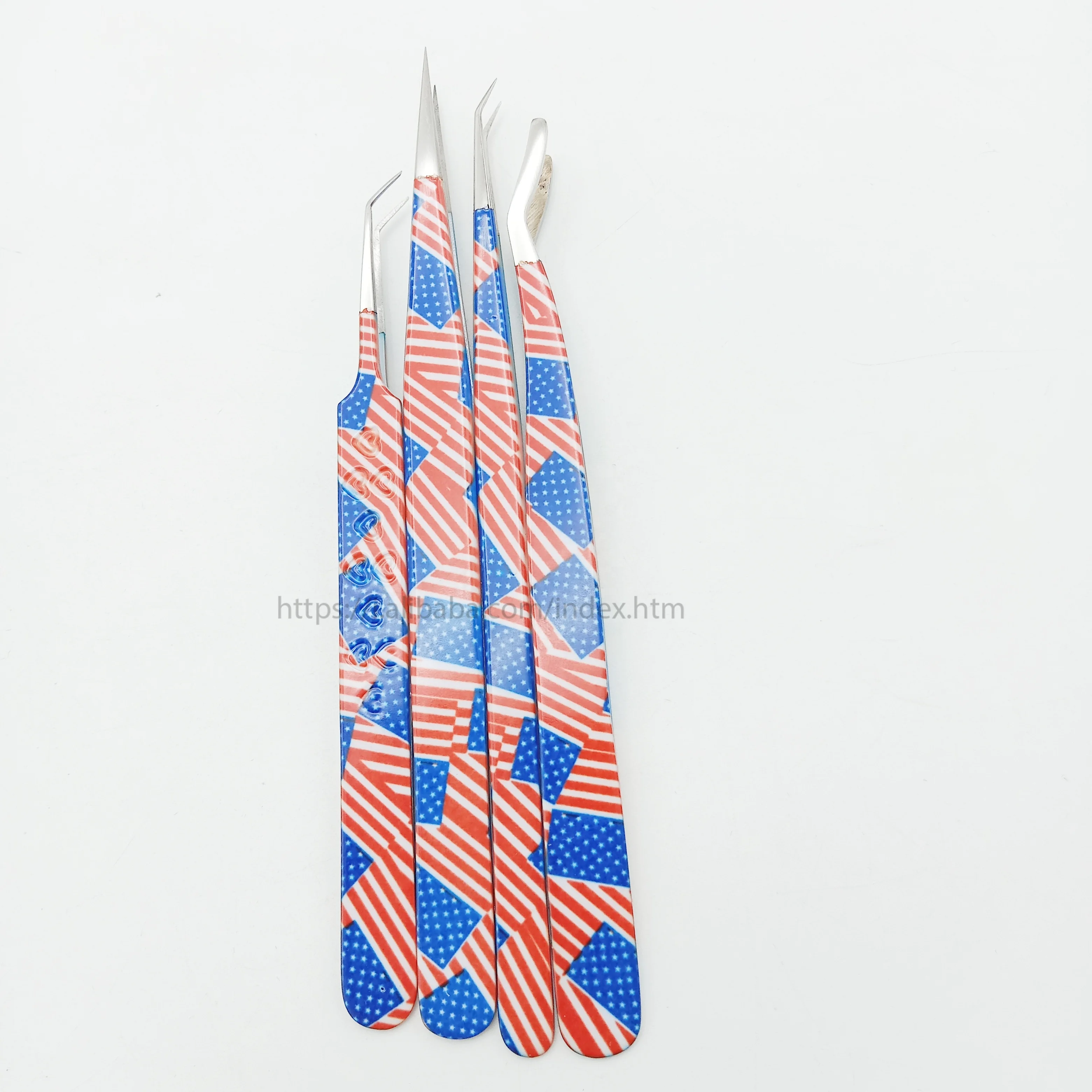 Wholesale Eyelash extension tweezer color paper coadding silver  tip with high quality eyelash tools kits lash tweezers