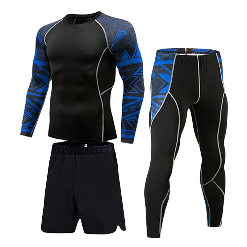 Man Compression Sports Suit Quick Drying Perspiration Fitness Training MMA Kit Rashguard Male Sportswear Jogging Running Clothes