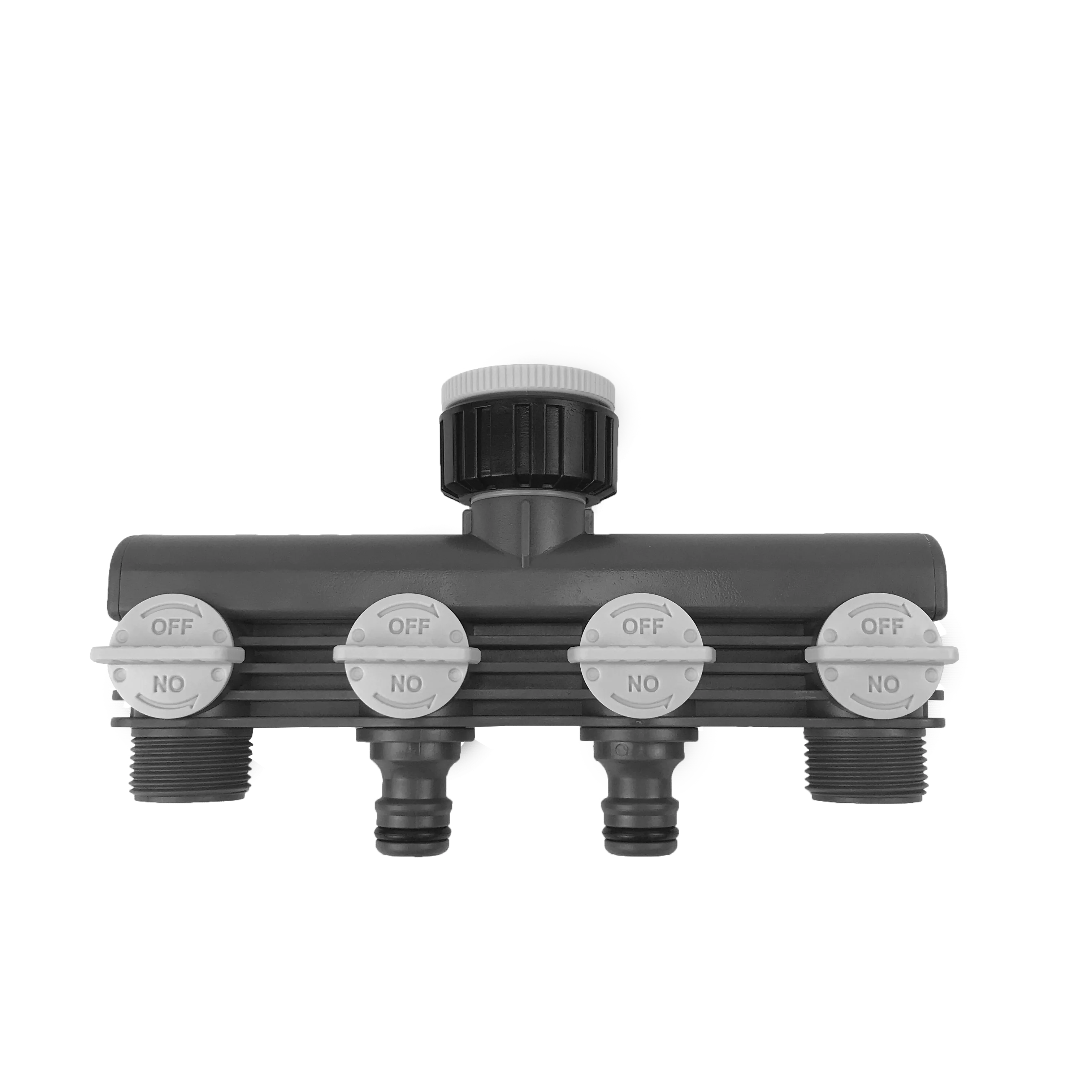 4-Way Individual Shut Valves Plastic Garden Water Connector Manifold Tap for Separate Control of Water Flow Accessory