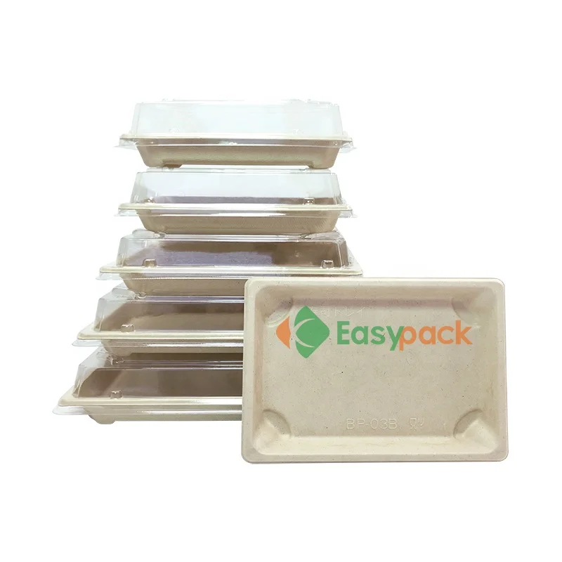 Rectangular disposable takeout tray sushi box biodegradable food container