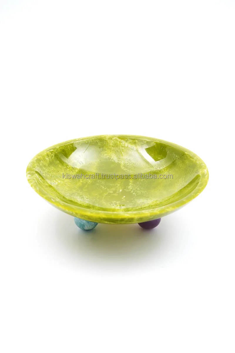 Large Green Bowl With Ball Feet Tabletop And Decor Dinnerware Food Server Bowl Decorative Rounded Durable Food Resin Fruit