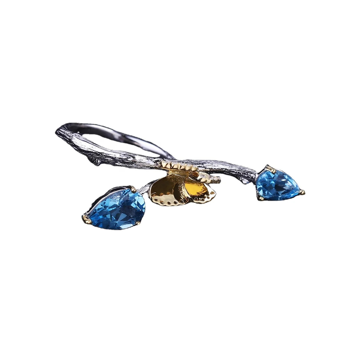Butterfly shape 925 silver diamond sapphire