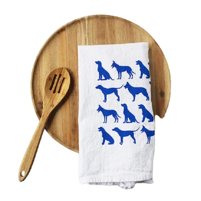 Hand Printed Flour Sack Dish Cloth 100% Cotton Fabric Washable Reusable Multipurpose Kitchen Towel Dish Towel Face Towels