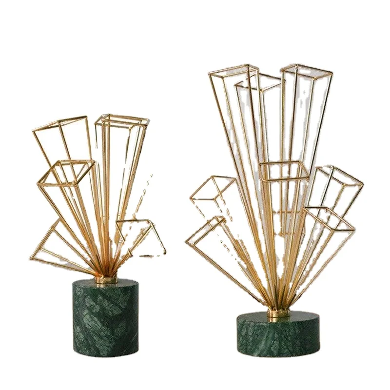 Geometrical Decorative Sculpture With Marble Base Desk Figurine Intelligence Development and Stress Relief Desk Sculpture Decor.