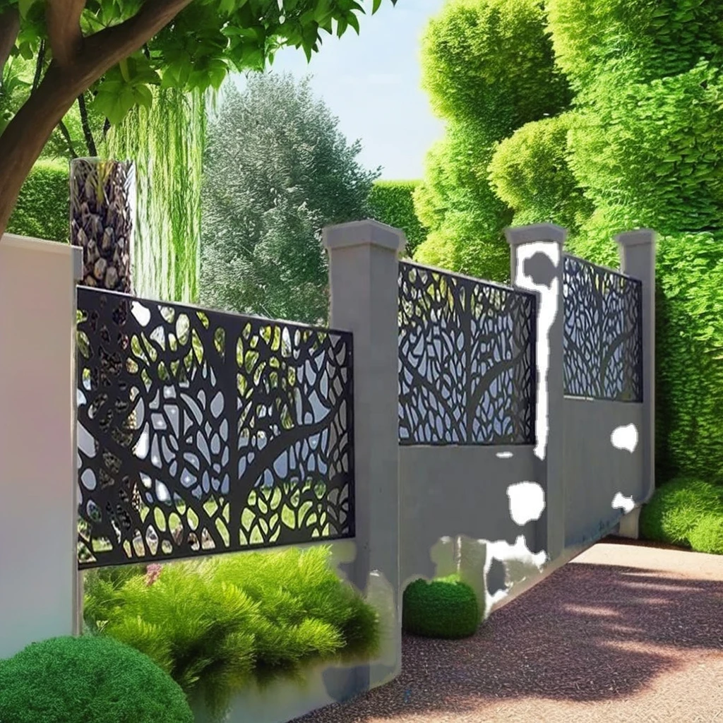Outdoor privacy screen decorative laser cut pattern screen panel aluminum balcony garden yard laser cut screen