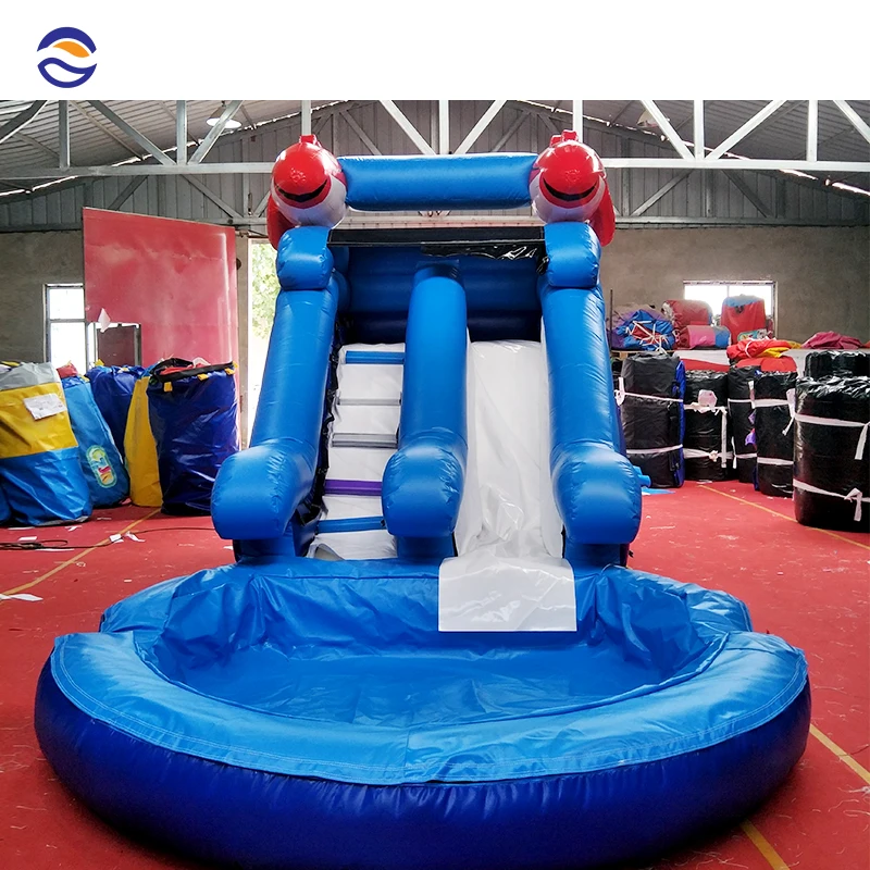 Cheap Giant Waterslide Commercial Red Fish Kahuna Inflatable Water Slide Pool