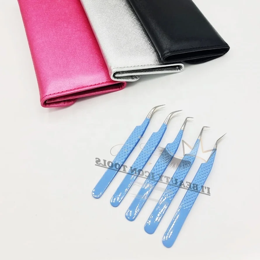 Eyelash Tweezers for Lashes Extension Custom Logo Light Weight Stainless Steel Diamond Grip Hot Selling Product In Market