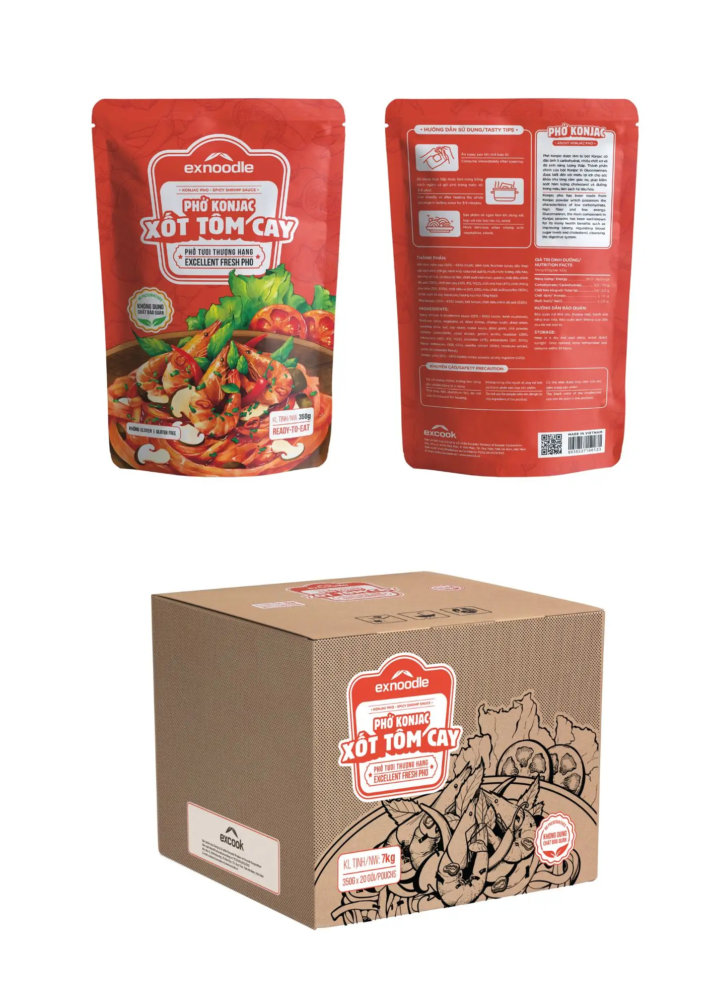 Konjac Pho- Spicy Shrimp Sauce Ready-to-eat konjac noodle no preservatives International Certificate Vietnam Flavor