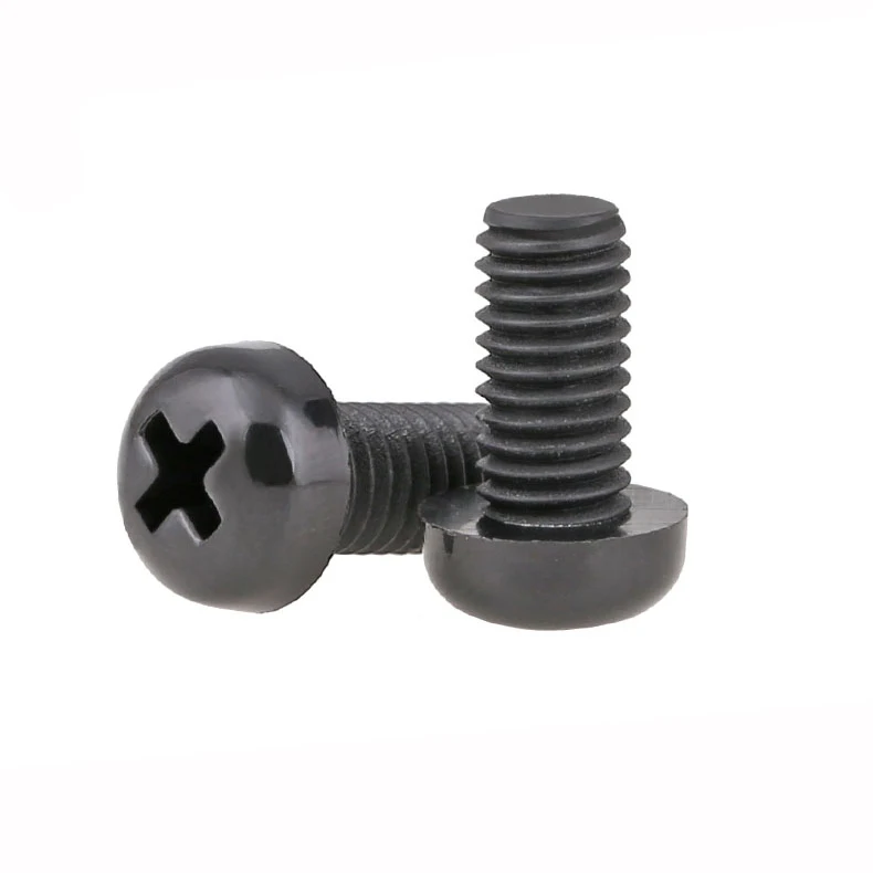 M2.5 M3 M4 M5 M6 Black Nylon 66 Phillips Drive Pan Head Machine Screws
