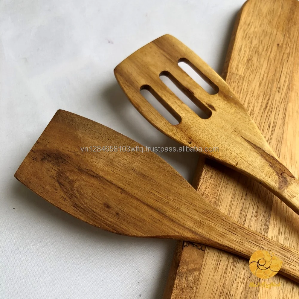 Set 2 - Acacia Wooden Spatula - Non-stick Cookware - ODM, OEM - Eco-friendly Kitchenware - Customized Accepted
