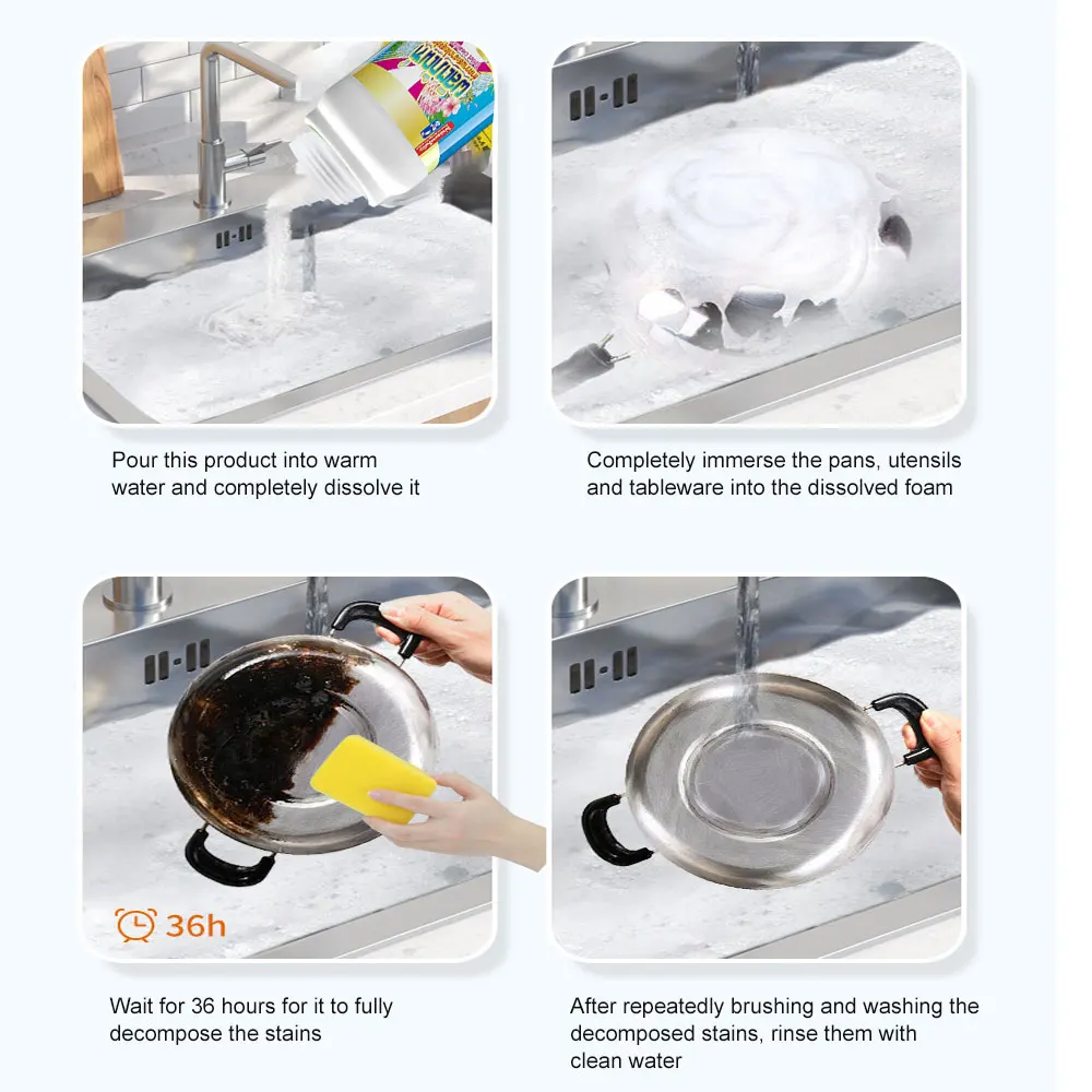 200g Stainless Steel Kitchenware Clean Kitchen Detergent Utensils Thailand Foaming Powder Toilet Cleaners Eco Friendly