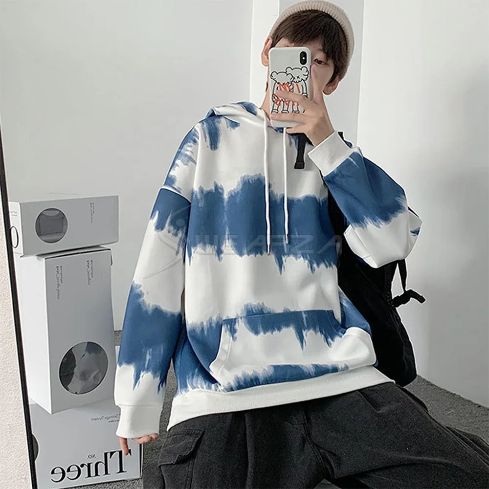 2024 NEW ARRIVAL Men Wholesale Tie Dye French Terry Casual Hoodies Vintage Washed Terry Hoodie Acid wash Heavyweight Cotton