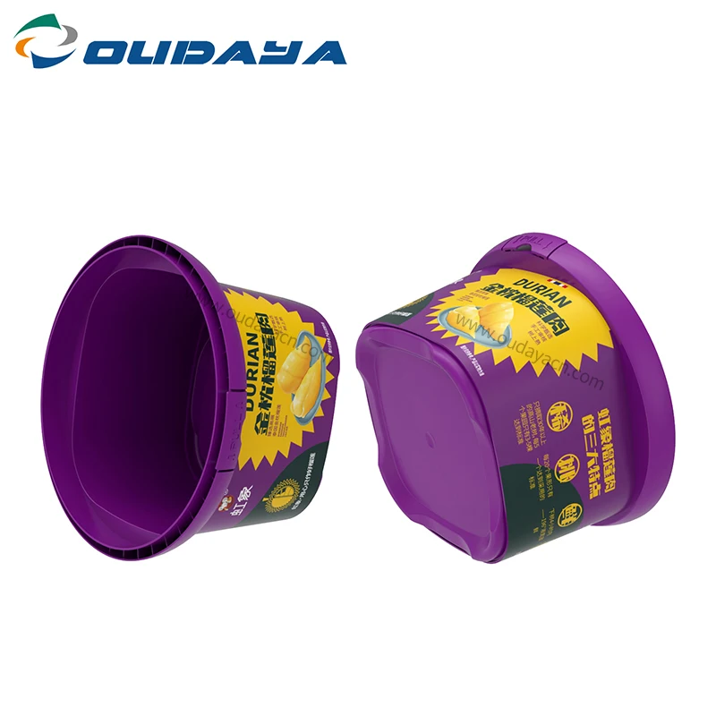 750ml new product customized IML printing pp container plastic box for packing durian ice cream yogurt