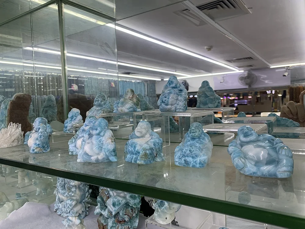 Home decoration Blue Maitreya Buddha Natural High Quality larimar Stone Healing Gemstone Crystal Hand Carved Buddha statue