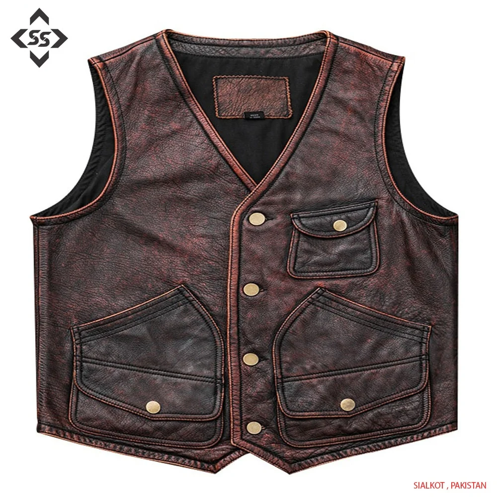mesh vest pocket Motorcycle Leather Vest Men Spring New Fashion Punk Sleeveless Jacket V Neck Plus Size Waistcoats